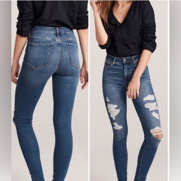 Abercrombie and Fitch simone high rise super skinny jeans size 25 distressed - Picture 1 of 12